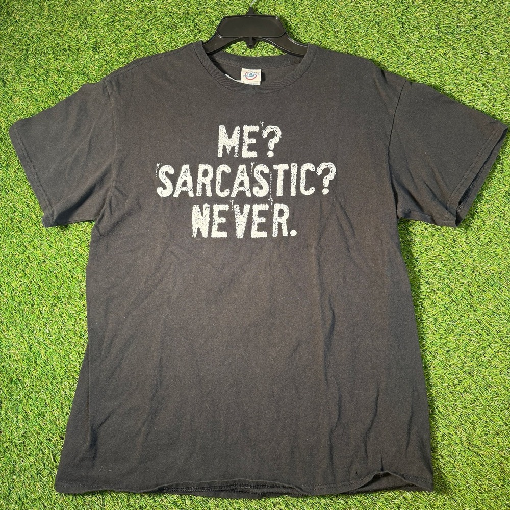 Funny Sarcastic Graphic T-Shirt Delta Pro Weight‎ L Black Humor Tee Vintage Y2K